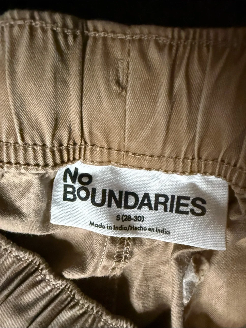 No Boundaries Men's Tan Drawstring Cargo Shorts NWT New S (28-30)